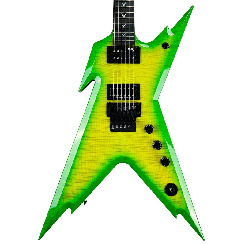 dean-usa-razorback-floyd-rose-flame-top-slime-green Dean USA Razorback Floyd Rose Flame Top - Slime Green