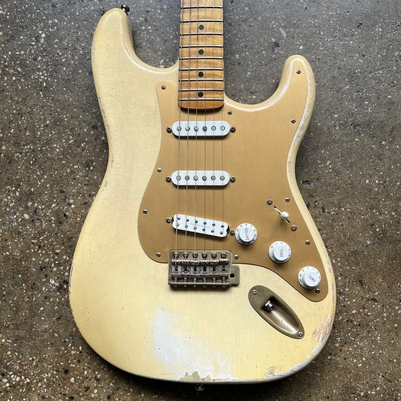 mjt-vts-s-style-aged-electric-guitar-w-fender-headstock-blonde MJT VTS S-Style Aged Electric Guitar w/ Fender Headstock - Blonde