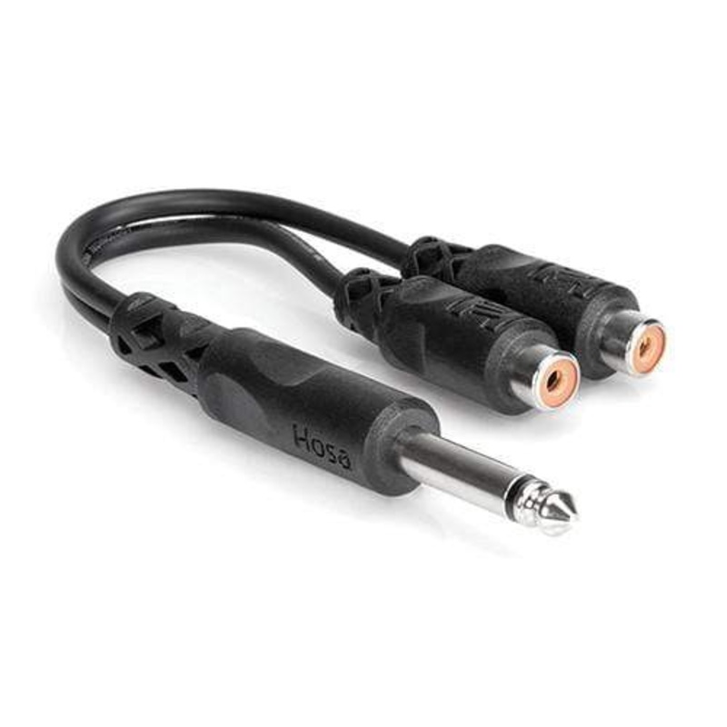 hosa-ypr-103-y-cable-1-4-in-ts-to-dual-rcaf HOSA YPR-103 Y Cable, 1/4 in TS to Dual RCAF