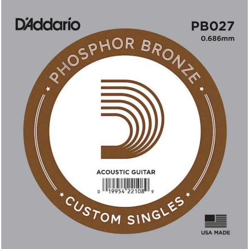 d-addario-pb027-phosphor-bronze-acoustic-guitar-single-string-027 D'Addario PB027 Phosphor Bronze Acoustic Guitar Single String .027
