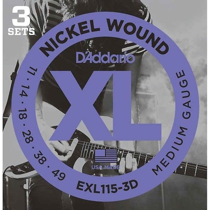d-addario-exl115-3d-xl-3-pack-medium-nickel-plated-electric-guitar-strings-011-049 D'Addario EXL115-3D XL 3-Pack Medium Nickel-Plated Electric Guitar Strings .011 -.049