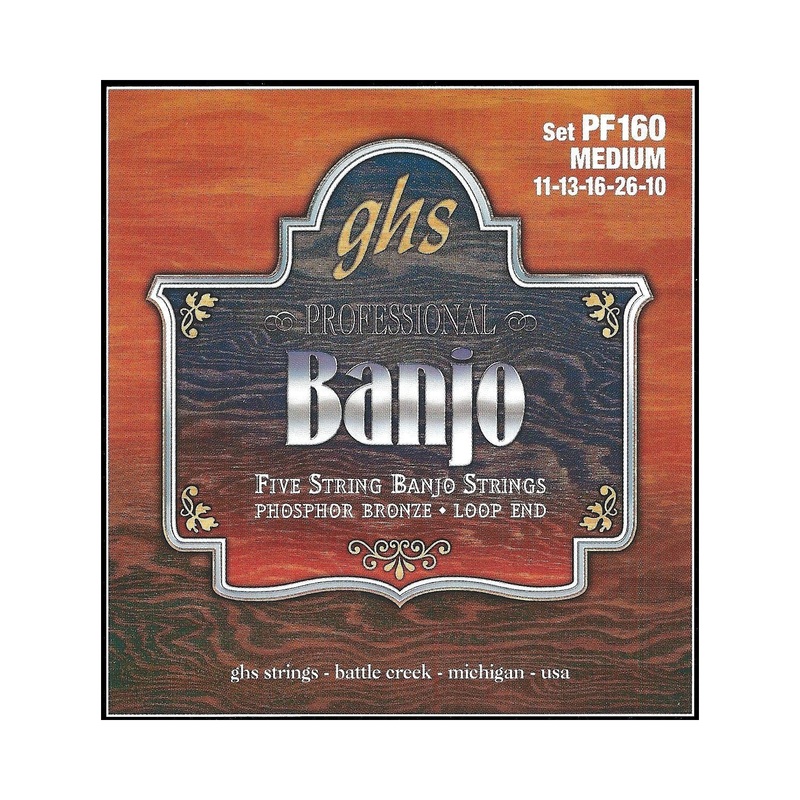 ghs-pf160-phosphor-bronze-loop-end-medium-gauge-5-string-banjo-strings GHS PF160 Phosphor Bronze Loop End Medium Gauge 5-String Banjo Strings