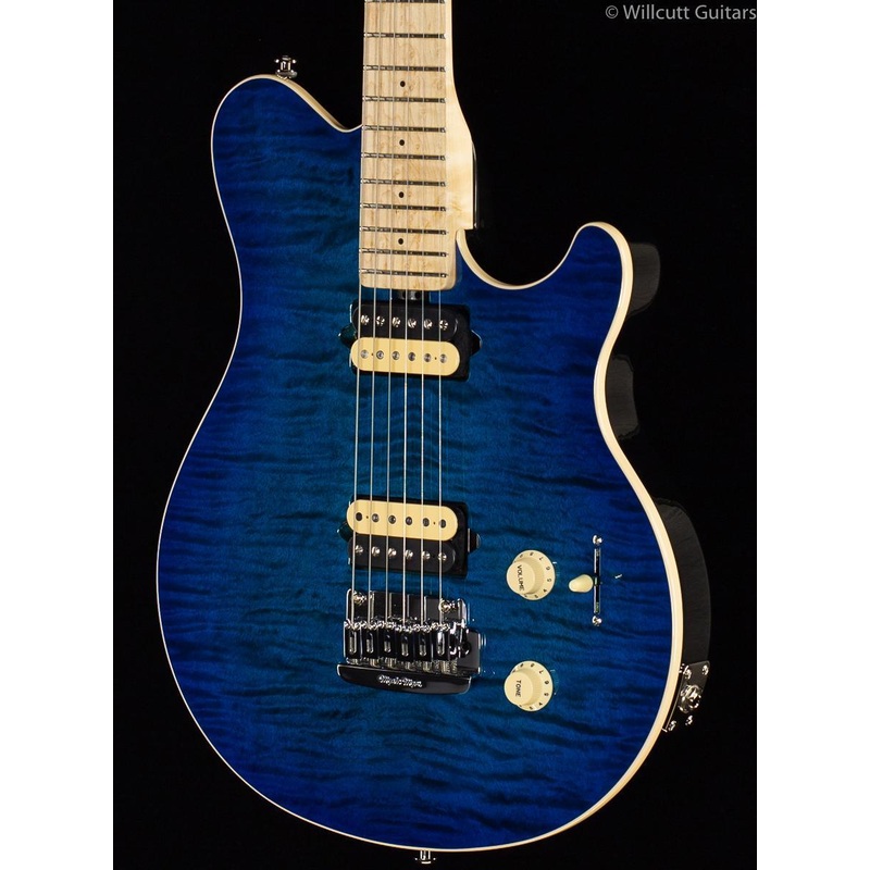 ernie-ball-music-man-axis-super-sport-balboa-blue-quilt-matching-headstock Ernie Ball Music Man Axis Super Sport Balboa Blue Quilt, Matching Headstock