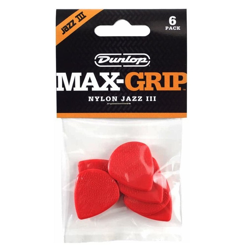 jim-dunlop-maxgrip-nylon-jazz-iii-plectrum-pack-6-pack-red Jim Dunlop Maxgrip Nylon Jazz III Plectrum Pack - 6 Pack - Red