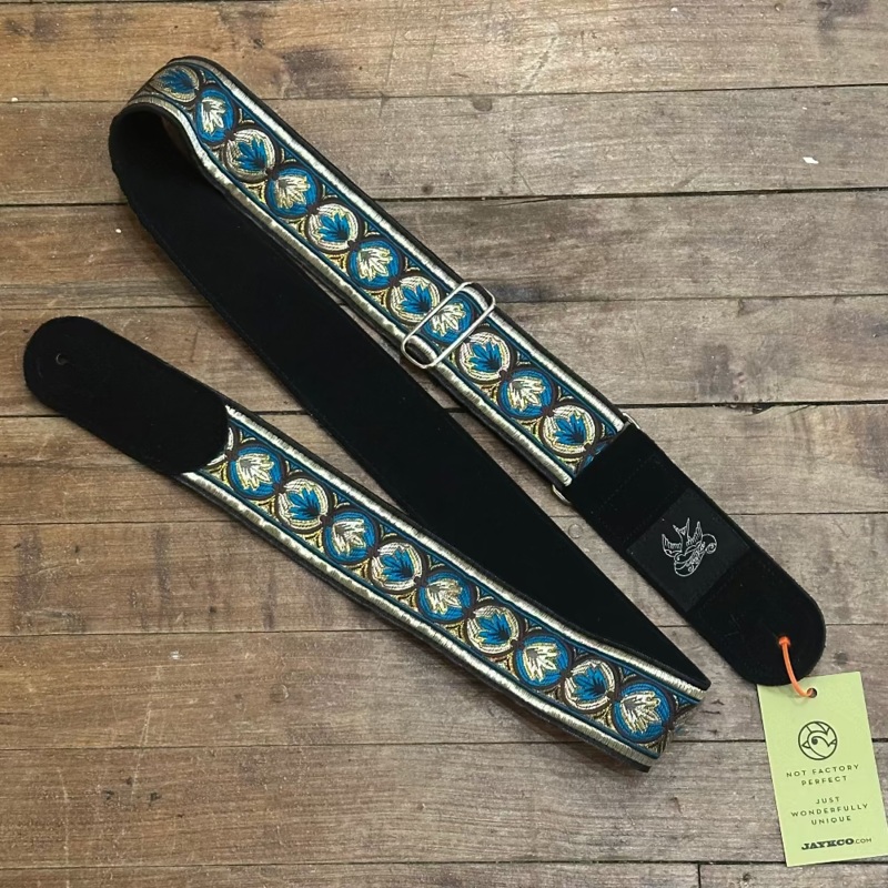 jaykco-guitar-straps-cvmw-blue-gold-metallic-woven-2-guitar-strap JayKco Guitar Straps CVMW Blue Gold Metallic Woven 2" Guitar Strap