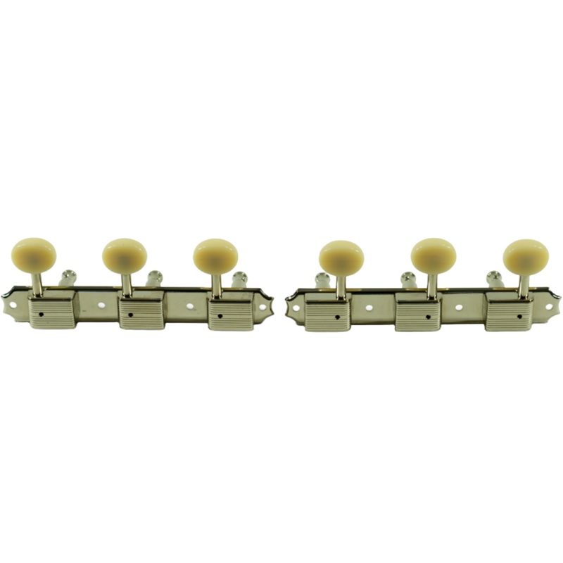 kluson-tuners-deluxe-series-w-oval-buttons-3-on-plate-no-line-fits-gibson-nickel Kluson Tuners (Deluxe Series) w/ Oval Buttons (3-On-Plate) No-Line - Fits Gibson Nickel