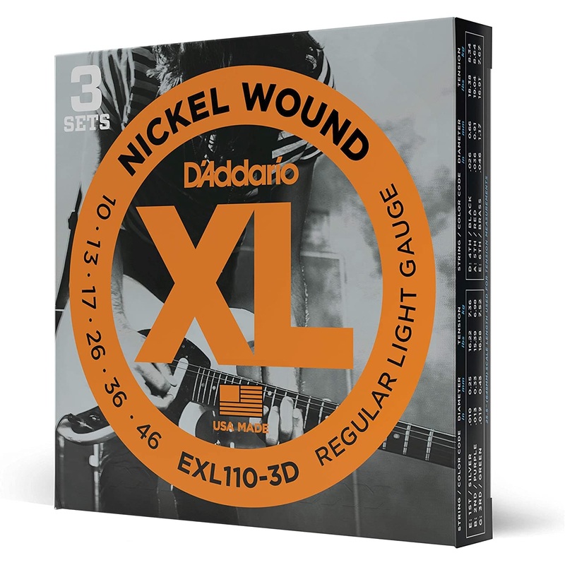 d-addario-exl110-3d-xl-electric-guitar-strings-regular-light-10-46-3-pack D'Addario EXL110-3D XL Electric Guitar Strings - Regular Light - 10-46 - 3 Pack