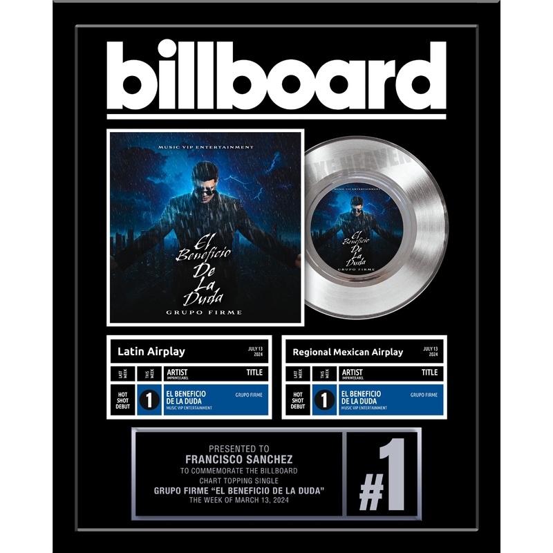 double-or-triple-chart-billboard-record-award-platinum-7-record-album-award-18-x-22-framed-artist-band DOUBLE or TRIPLE CHART - BILLBOARD Record Award - Platinum 7" Record Album Award - 18" x 22" Framed Artist & Band