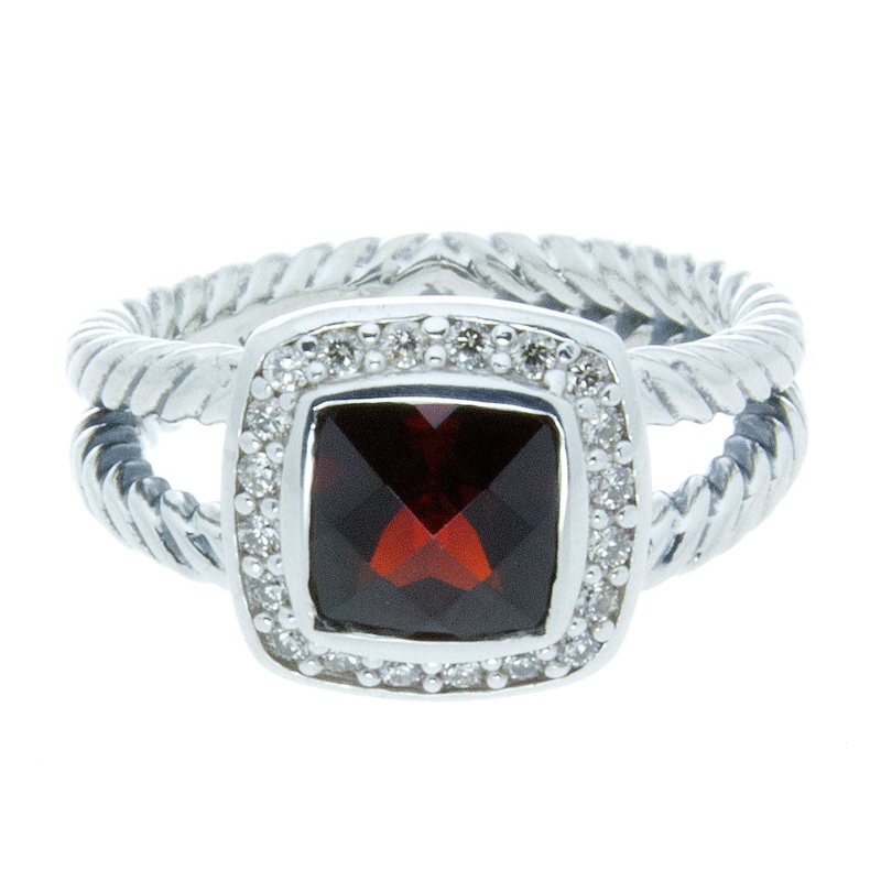 david-yurman-petite-albion-garnet-diamond-ring David Yurman Petite Albion Garnet & Diamond Ring