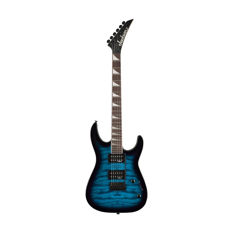 jackson-js-series-dinky-js20-dkq-2pt-electric-guitar-amaranth-fb-transparent-blue Jackson JS Series Dinky JS20 DKQ 2PT Electric Guitar, Amaranth FB, Transparent Blue