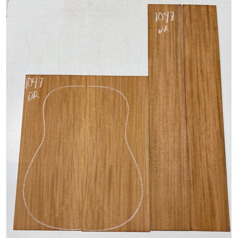 flame-genuine-mahogany-dreadnought-guitar-back-side-set-1047 Flame Genuine Mahogany Dreadnought Guitar Back & Side Set #1047