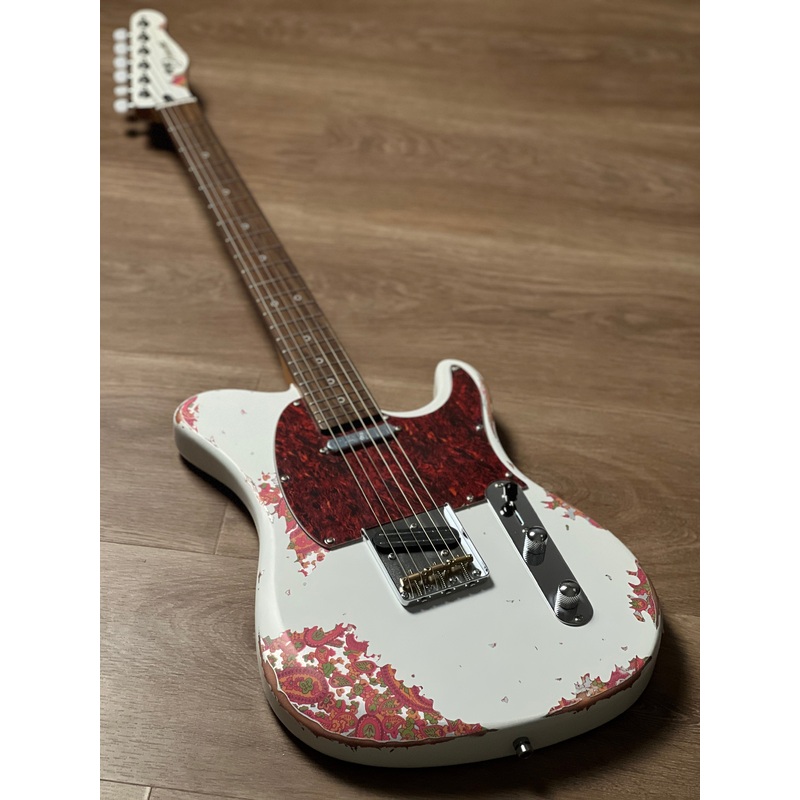 dhatarattha-performance-dtl-in-white-over-pink-paisley-with-rw-fb-and-nitrocellulose-lacquer Dhatarattha Performance DTL in White Over Pink Paisley with RW FB and Nitrocellulose Lacquer