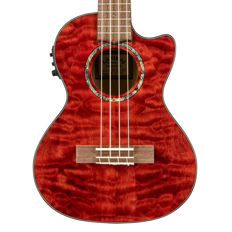 lanikai-qm-rdcet-quilted-maple-red-stain-tenor-with-kula-preamp-acoustic-electric-ukulele Lanikai QM-RDCET Quilted Maple Red Stain Tenor with Kula Preamp Acoustic Electric Ukulele