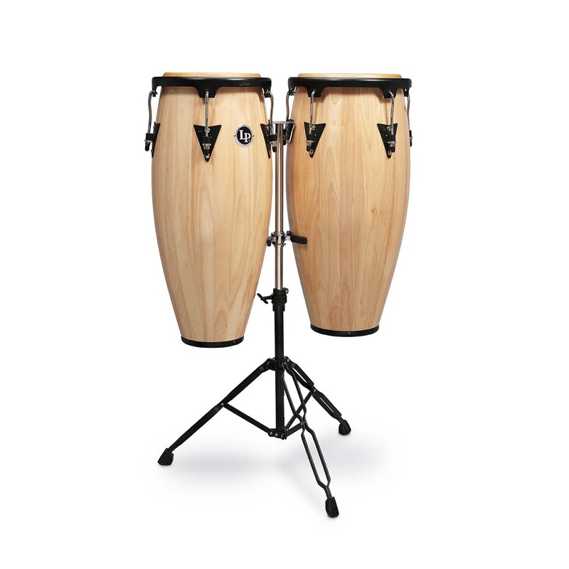 latin-percussion-aspire-10-inch-11-inch-conga-set-with-double-stand-natural-gloss-lpa646-aw Latin Percussion Aspire 10-inch & 11-inch Conga Set with Double Stand - Natural Gloss LPA646-AW
