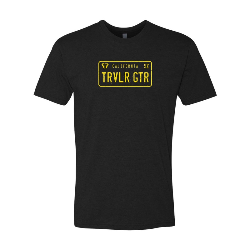 traveler-guitar-origin-license-plate-tee Traveler Guitar Origin License Plate Tee