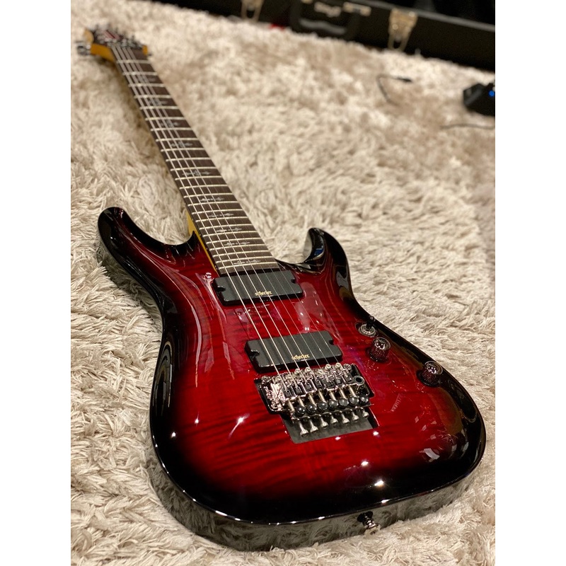 schecter-demon-7-fr-flamed-maple-top-in-crimson-red-burst Schecter DEMON-7 FR Flamed Maple Top in Crimson Red Burst