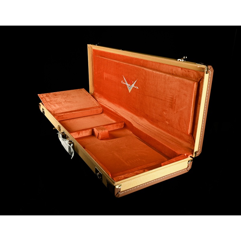 used-fender-custom-shop-g-g-deluxe-tweed-stratocaster-telecaster-case-with-tangerine-interior Used Fender Custom Shop G&G Deluxe Tweed Stratocaster Telecaster Case With Tangerine Interior