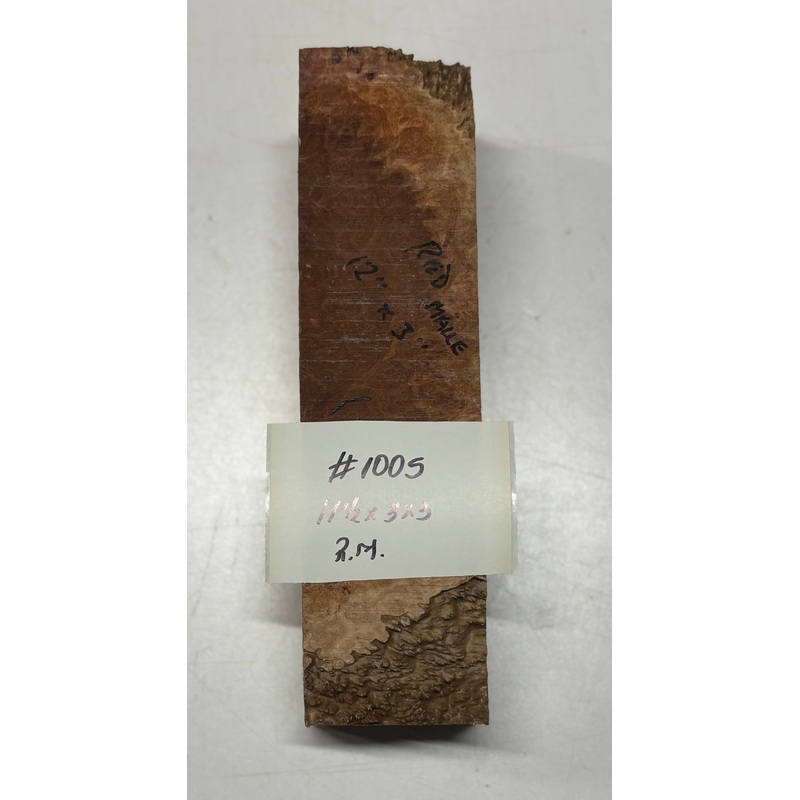 australian-red-mallee-pepper-mill-blank-11-1-2-x-3-x-3-1005 Australian Red Mallee Pepper Mill Blank 11-1/2" x 3" x 3" #1005