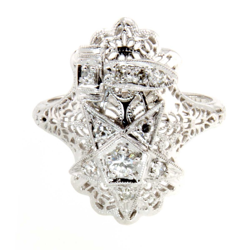 order-of-the-eastern-star-filigree-diamond-ring Order of the Eastern Star Filigree Diamond Ring
