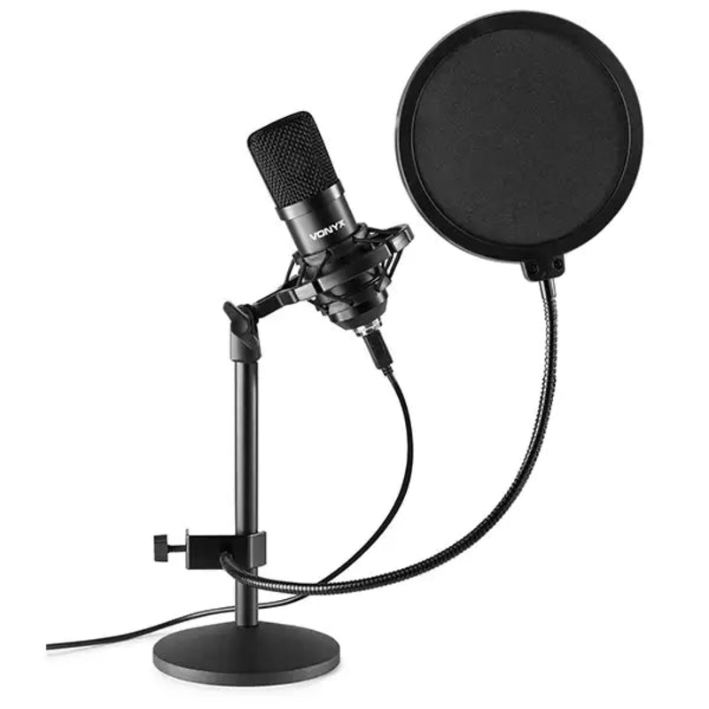 vonyx-cmts300b-studio-set-black-condenser-mic-with-stand-pop-filter Vonyx CMTS300B STUDIO SET BLACK CONDENSER MIC WITH STAND & POP FILTER