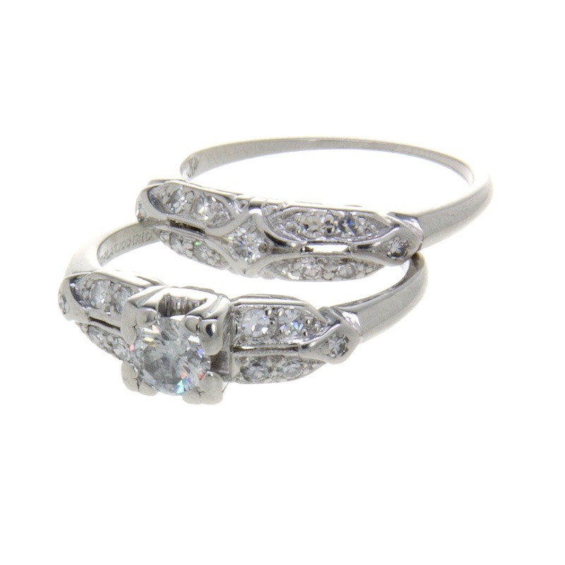 1950s-platinum-diamond-wedding-set 1950s Platinum Diamond Wedding Set