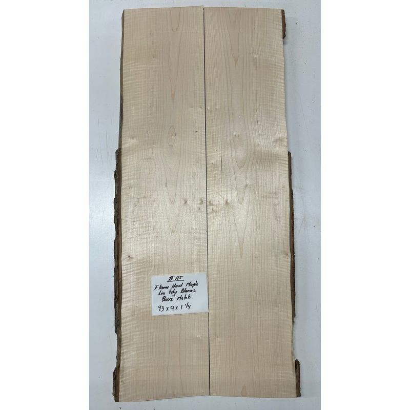 flame-hard-maple-lumber-live-edge-slab-bookmatched-43-x-9-x-1-1-4-115 Flame Hard Maple Lumber Live Edge Slab (bookmatched) - 43"x 9"x 1-1/4" #115