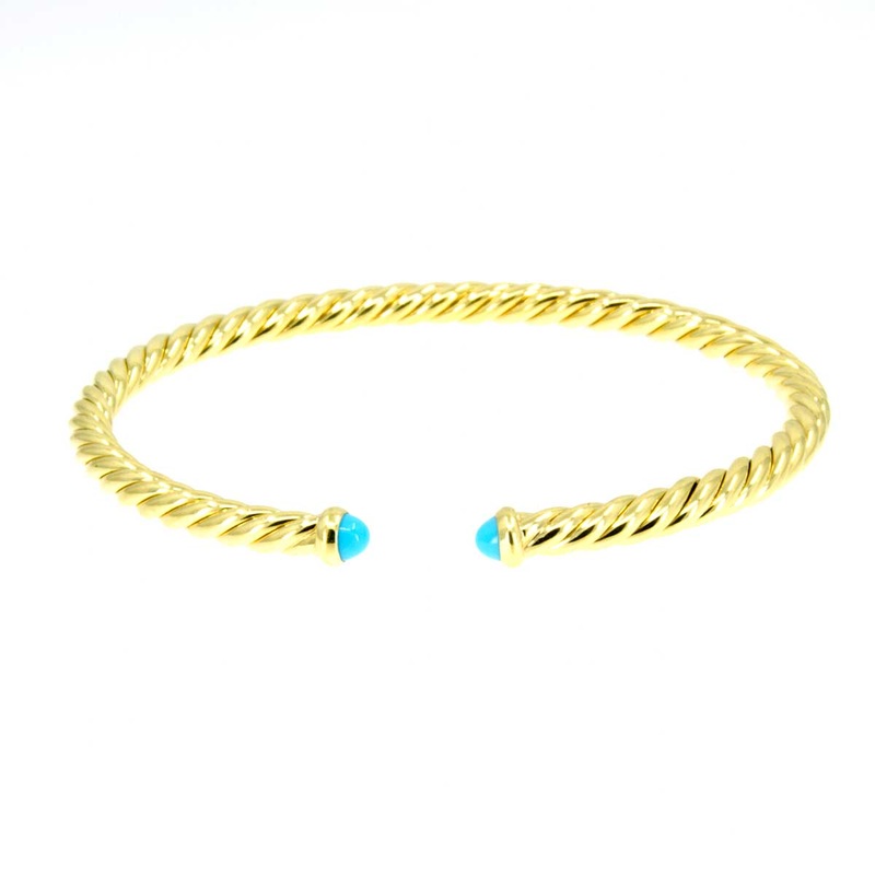 david-yurman-cablespira-bracelet-in-18k-yellow-gold-with-tuquoise David Yurman Cablespira Bracelet in 18K Yellow Gold with Tuquoise