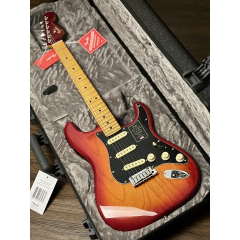 fender-american-ultra-luxe-stratocaster-with-maple-fb-in-plasma-red-burst Fender American Ultra Luxe Stratocaster with Maple FB in Plasma Red Burst