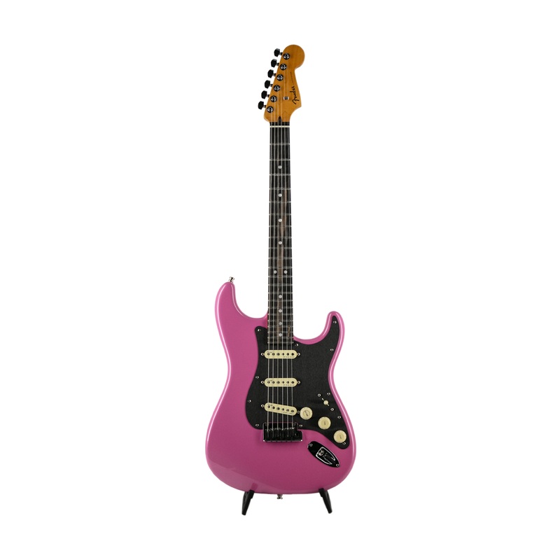 fender-fsr-american-ultra-stratocaster-electric-guitar-ebony-fb-bubble-gum-metallic Fender FSR American Ultra Stratocaster Electric Guitar, Ebony FB, Bubble Gum Metallic