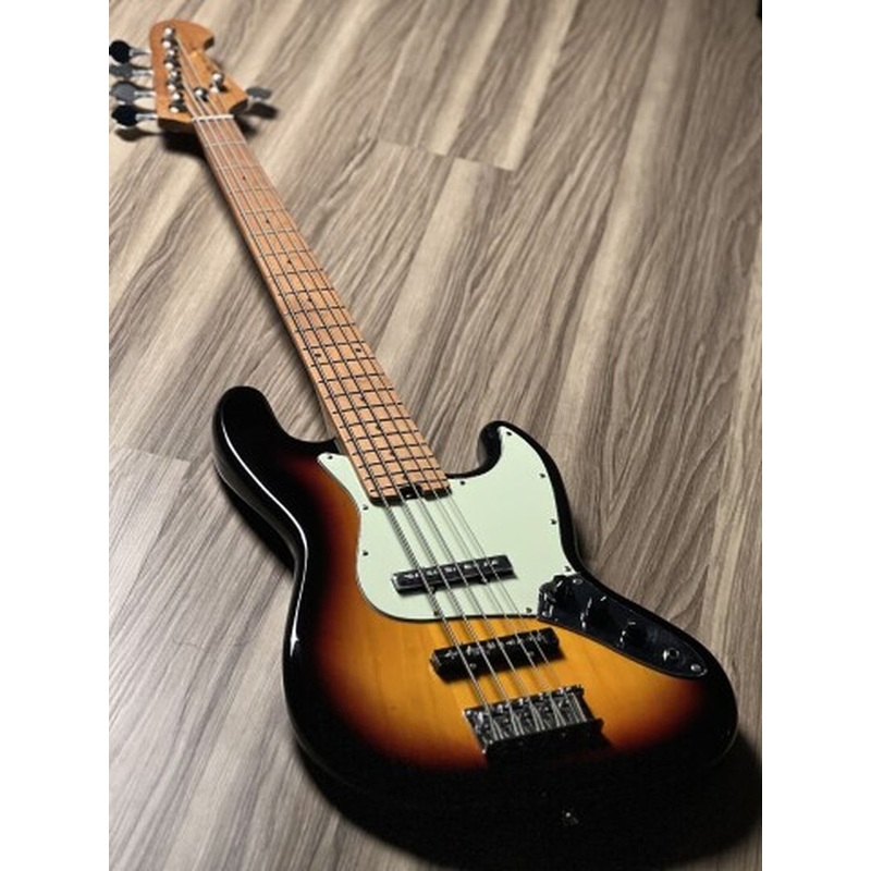 sqoe-sjb650-roasted-maple-series-5-string-bass-in-3-tone-sunburst SQOE SJB650 ROASTED MAPLE SERIES 5 String Bass in 3-Tone Sunburst