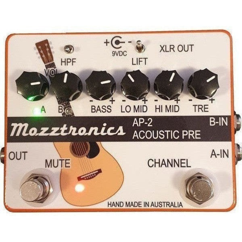 mozztronics-ap-2-dual-channel-acoustic-preamp-pedal Mozztronics AP-2 Dual Channel Acoustic Preamp Pedal