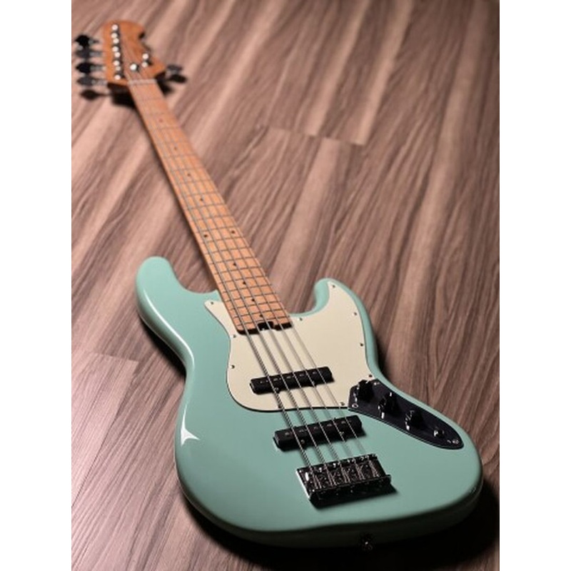 sqoe-sjb650-roasted-maple-series-5-string-bass-in-surf-green SQOE SJB650 Roasted Maple Series 5 String Bass in Surf Green
