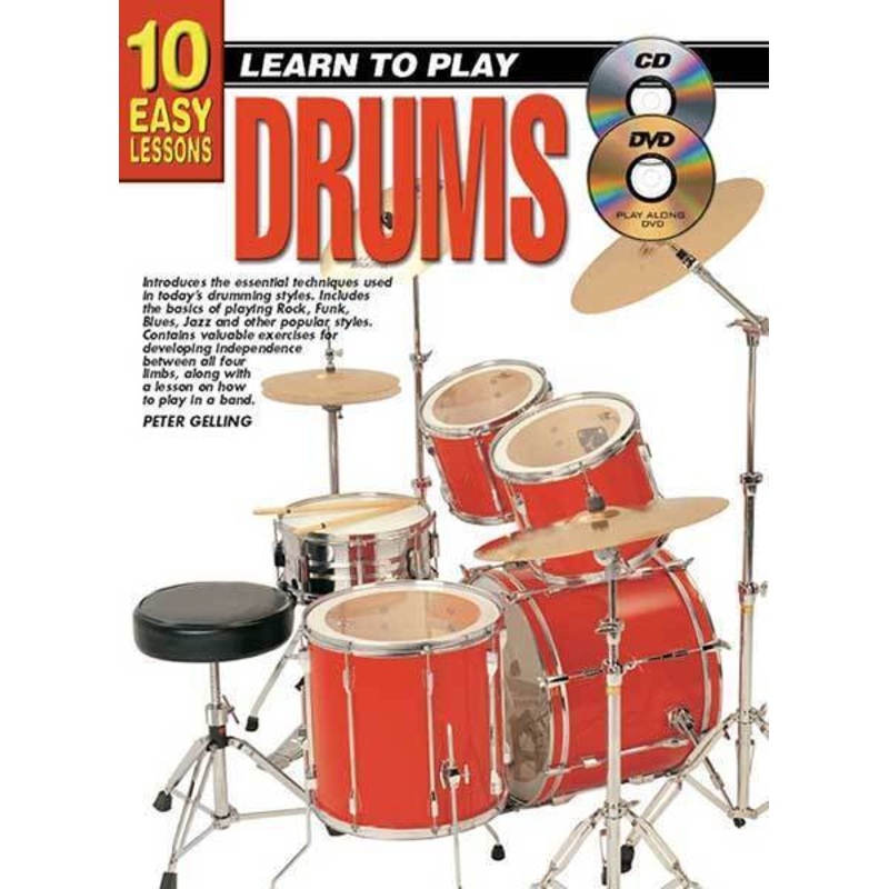 10-easy-lessons-learn-to-play-drums-book-online-media 10 Easy Lessons Learn To Play Drums Book/Online Media
