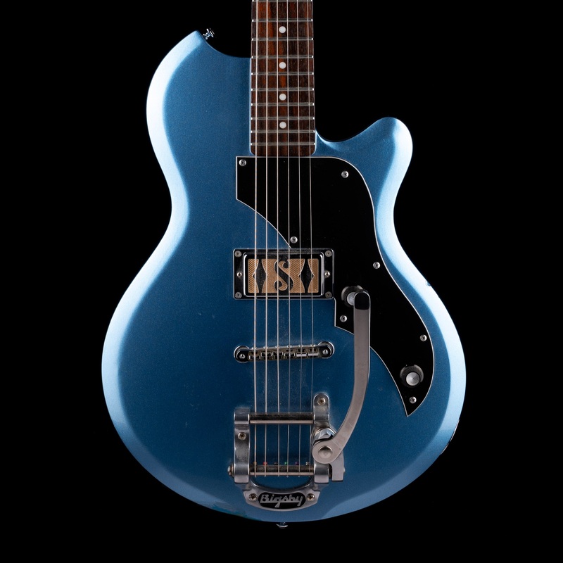 pre-owned-supro-model-2010bm-jamesport-single-pickup-island-series-ocean-blue-metallic-with-bigsby-with-gig-bag Pre Owned Supro Model 2010BM Jamesport Single Pickup Island Series Ocean Blue Metallic With Bigsby With Gig Bag