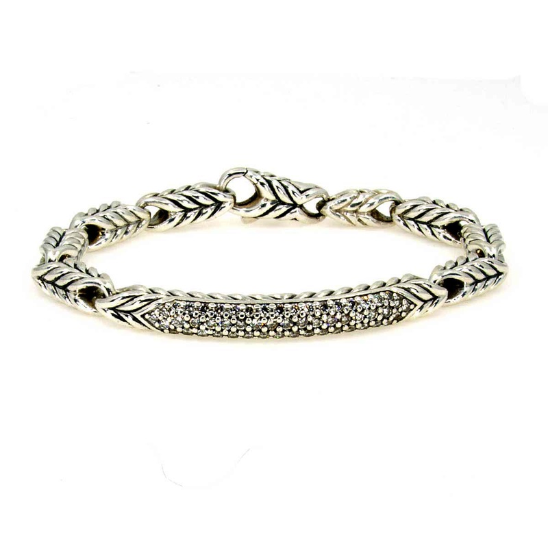 david-yurman-chevron-link-diamond-id-bracelet David Yurman Chevron Link Diamond ID Bracelet