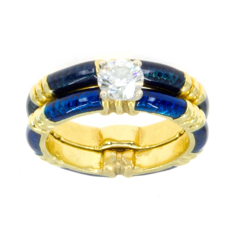 18k-enamel-diamond-bridal-set 18k Enamel & Diamond Bridal Set