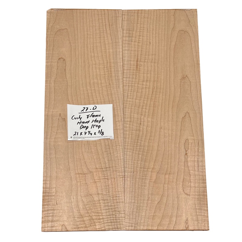 curly-flame-hard-maple-drop-top-21-x-7-1-4-x-3-8-27-d Curly Flame Hard Maple Drop Top 21" x 7-1/4" x 3/8" #27-D