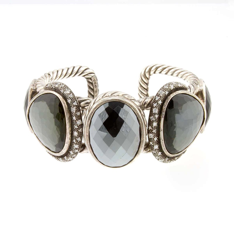 david-yurman-hematite-black-onyx-diamond-moonlight-cuff David Yurman Hematite Black Onyx Diamond Moonlight Cuff