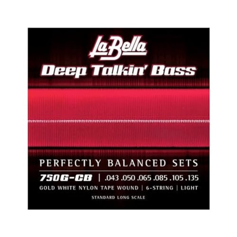 la-bella-750g-cb-gold-white-nylon-tape-6-string-light-43-135 La Bella 750G-CB Gold White Nylon Tape, 6-String - Light 43-135