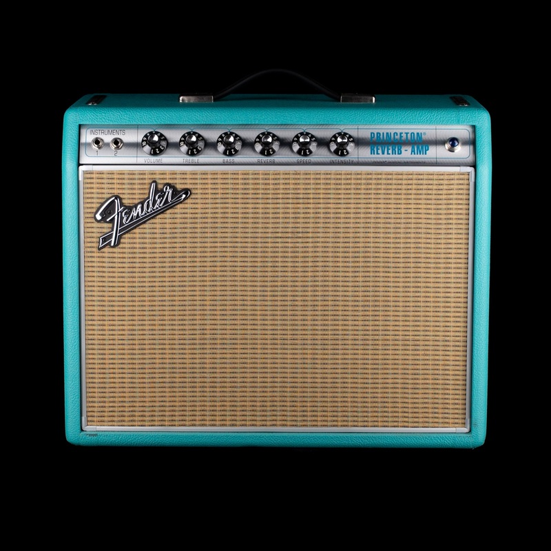used-fender-68-custom-princeton-reverb-surf-green-guitar-amp-combo-with-footswitch Used Fender '68 Custom Princeton Reverb Surf Green Guitar Amp Combo with Footswitch