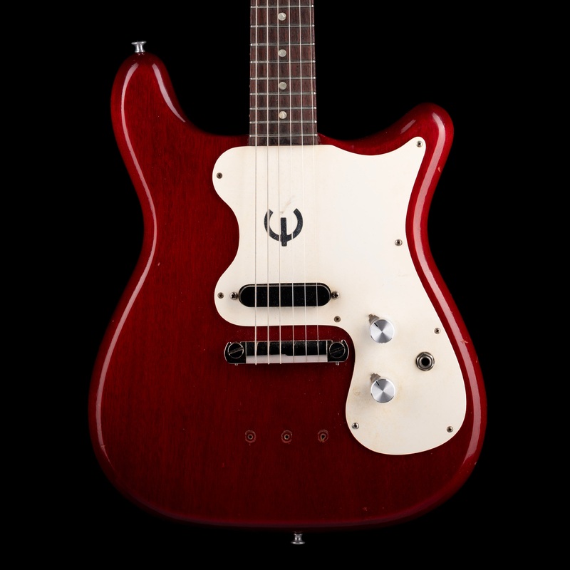 vintage-1965-epiphone-olympic-cherry-single-pickup-electric-guitar-with-original-case Vintage 1965 Epiphone Olympic Cherry Single Pickup Electric Guitar With Original Case