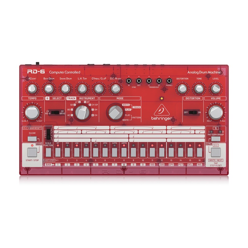 behringer-rd-6-sb-analog-drum-machine-red-translucent Behringer RD-6-SB Analog Drum Machine, Red Translucent