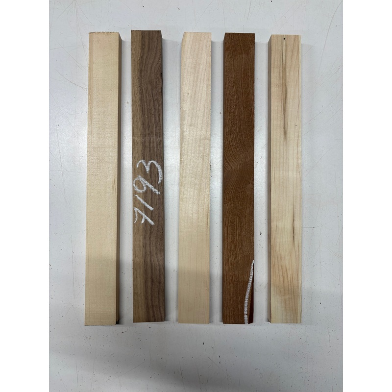 5-pack-4-species-walnut-basswood-hard-maple-sapele-thin-stock-lumber-18-x1-7-8-x1-3-4-7193 5 Pack, 4 Species Walnut + Basswood + Hard Maple + Sapele Thin Stock Lumber 18"x1-7/8"x1-3/4"#7193