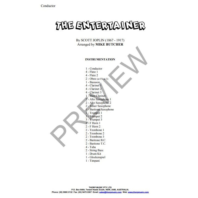 the-entertainer-arr-m-butcher-concert-band-grade-2 The Entertainer, Arr. M. Butcher Concert Band Grade 2