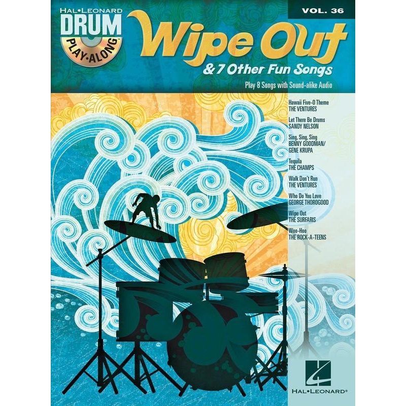 wipe-out-7-other-fun-songs-drum-play-along-volume-36 Wipe Out & 7 Other Fun Songs, Drum Play-Along Volume 36