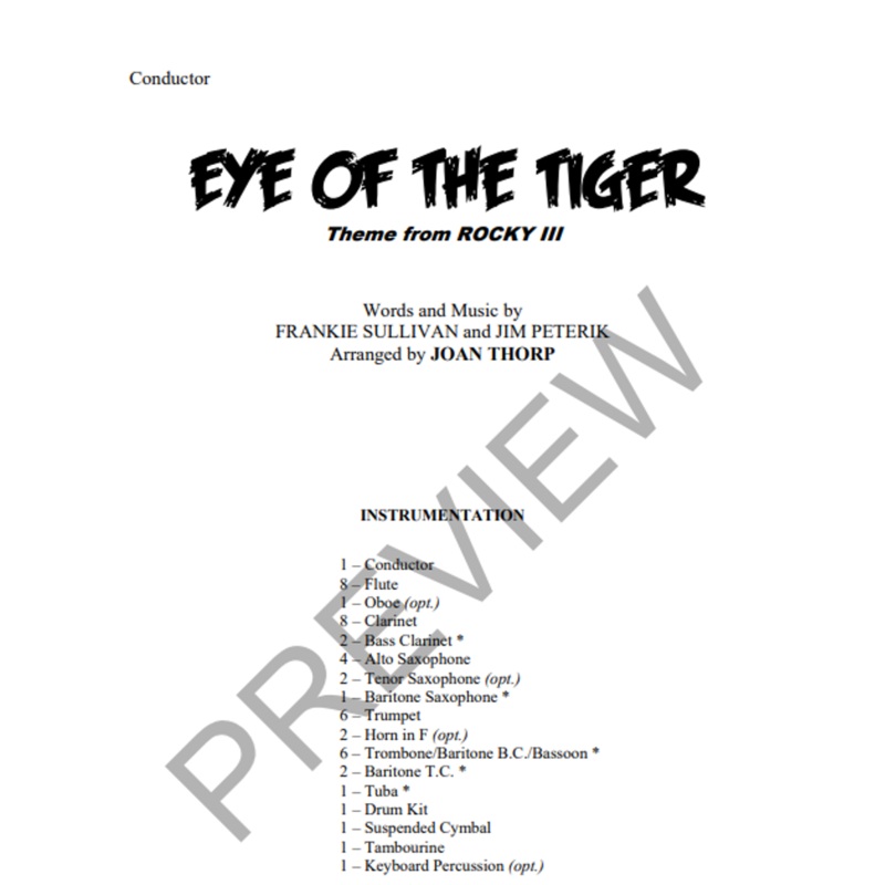 eye-of-the-tiger-arranger-joan-thorp-concert-band-grade-1 Eye of the Tiger, Arranger Joan Thorp Concert Band Grade 1