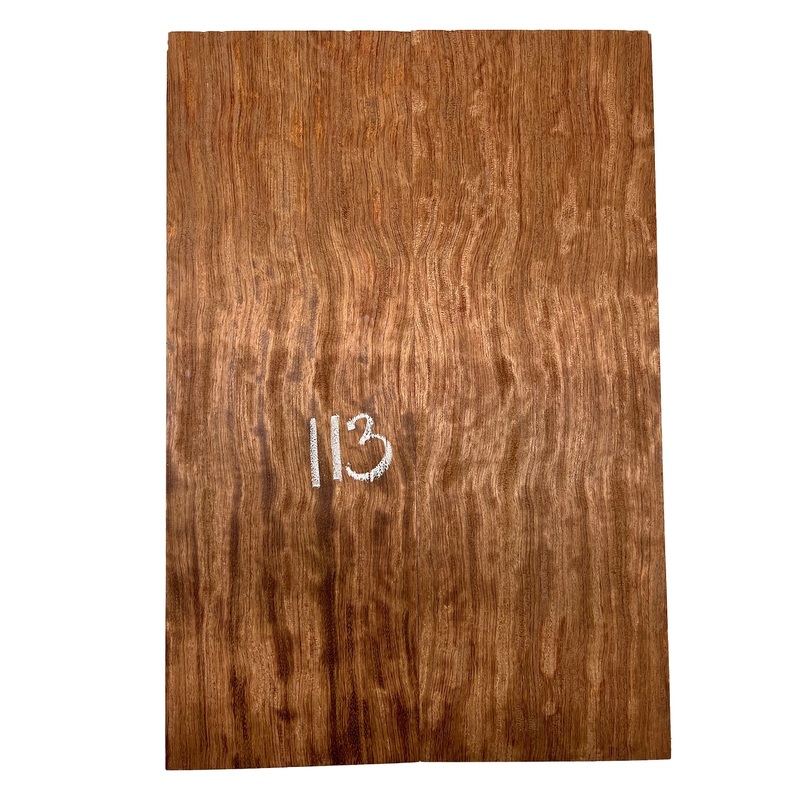 curly-flame-bubinga-bookmatched-guitar-drop-tops-21-x-7-x-1-4-113 Curly Flame Bubinga Bookmatched Guitar Drop Tops 21" x 7" x 1/4" #113