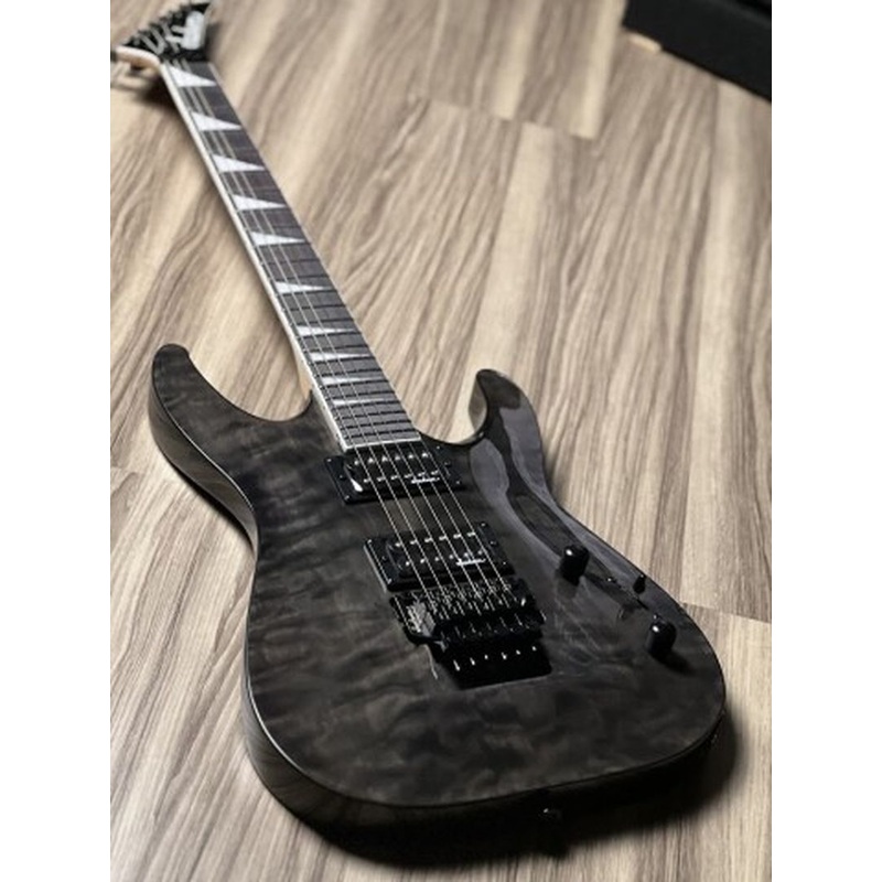 jackson-js-dinky-archtop-js32q-dka-with-amaranth-fb-in-transparent-black Jackson JS Dinky Archtop JS32Q DKA with Amaranth FB in Transparent Black