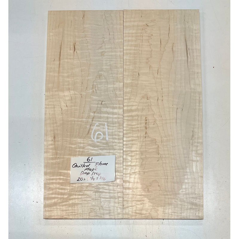 quilted-flame-maple-bookmatched-guitar-drop-top-set-20-x-7-1-4-x-3-8-61 Quilted Flame Maple Bookmatched Guitar Drop Top Set - 20" x 7-1/4" x 3/8" #61