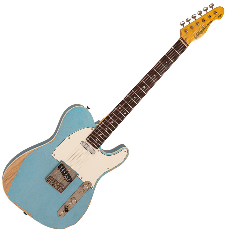 vintage-v66-paul-rose-signature-electric-guitar-distressed-gun-hill-blue Vintage V66 Paul Rose Signature Electric Guitar ~ Distressed Gun Hill Blue